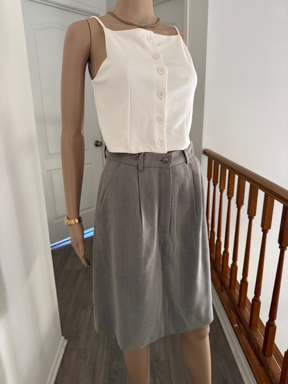Eddie Bauer Women's Light Taupe Wool-Blend Skirt Size S Tall